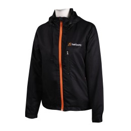 J819 made black hooded windbreaker jacket Velcro cuffs J819 made black hooded windbreaker jacket Velcro cuffs